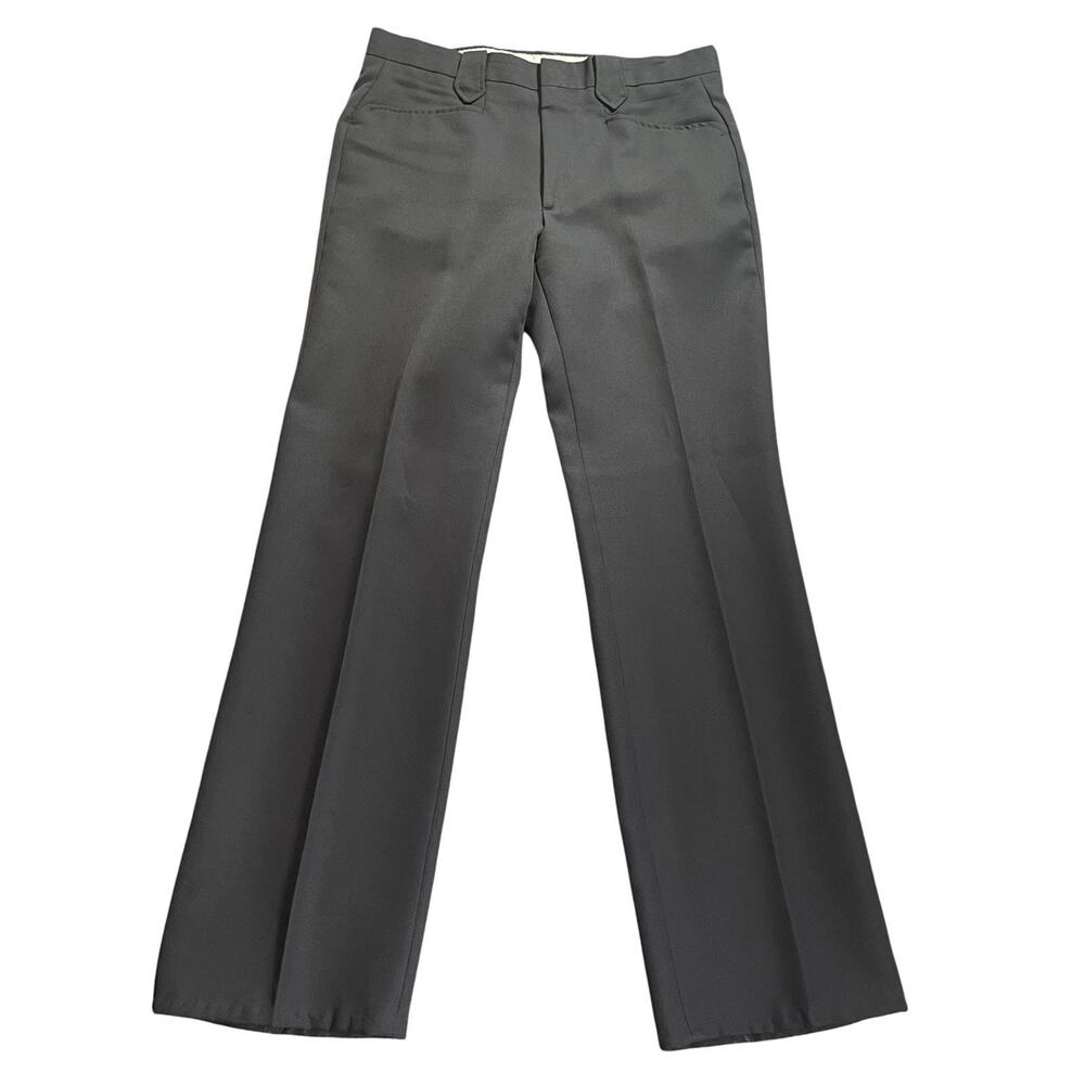Vintage 70s Falcone Polyester Western Dress Pants Mens 32x32 Gray Bootcut Snaps